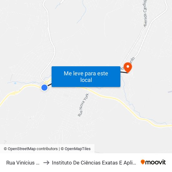 Rua Vinícius De Morais, 55 to Instituto De Ciências Exatas E Aplicadas (Icea) - Ufop Campus Jm map