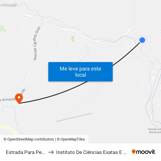 Estrada Para Pedreira, Oeste | Usina to Instituto De Ciências Exatas E Aplicadas (Icea) - Ufop Campus Jm map
