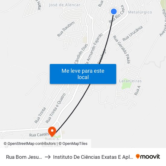Rua Bom Jesus Do Galho, 595 to Instituto De Ciências Exatas E Aplicadas (Icea) - Ufop Campus Jm map
