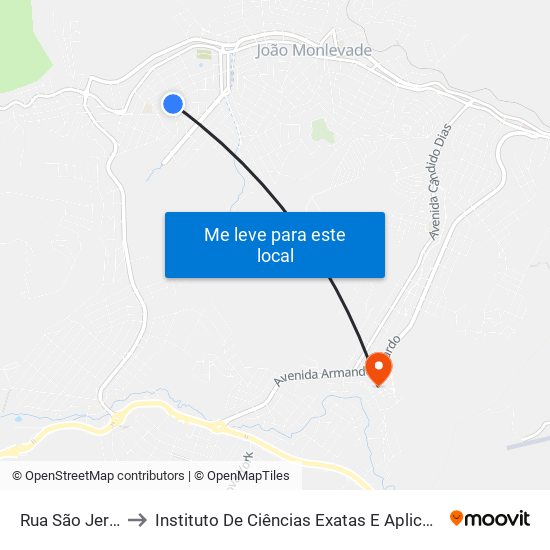 Rua São Jerônimo, 459 to Instituto De Ciências Exatas E Aplicadas (Icea) - Ufop Campus Jm map