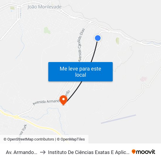 Av. Armando Fajardo, 480 to Instituto De Ciências Exatas E Aplicadas (Icea) - Ufop Campus Jm map