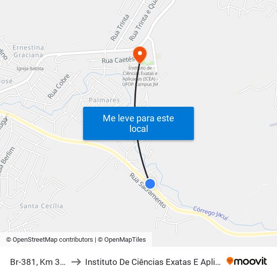 Br-381, Km 355,5 Sul | Abm to Instituto De Ciências Exatas E Aplicadas (Icea) - Ufop Campus Jm map