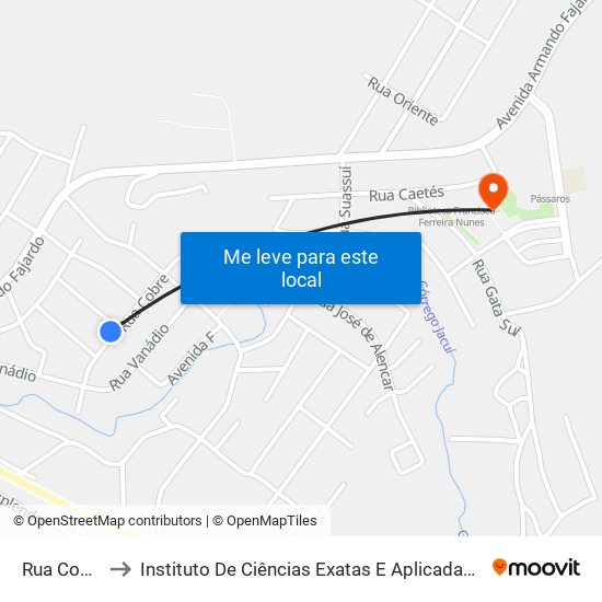 Rua Cobre, 195 to Instituto De Ciências Exatas E Aplicadas (Icea) - Ufop Campus Jm map