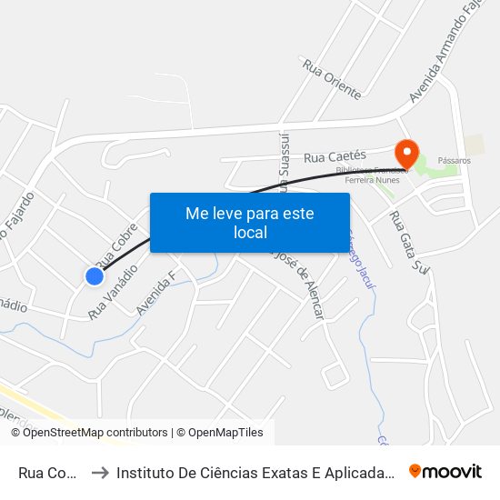 Rua Cobre, 190 to Instituto De Ciências Exatas E Aplicadas (Icea) - Ufop Campus Jm map