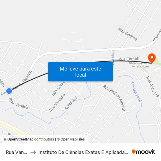 Rua Vanádio, 17 to Instituto De Ciências Exatas E Aplicadas (Icea) - Ufop Campus Jm map