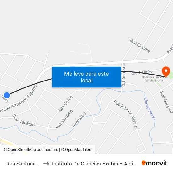 Rua Santana De Ferros, 40 to Instituto De Ciências Exatas E Aplicadas (Icea) - Ufop Campus Jm map