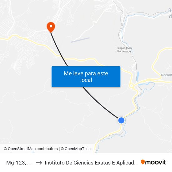 Mg-123, Km 2,8 Sul to Instituto De Ciências Exatas E Aplicadas (Icea) - Ufop Campus Jm map