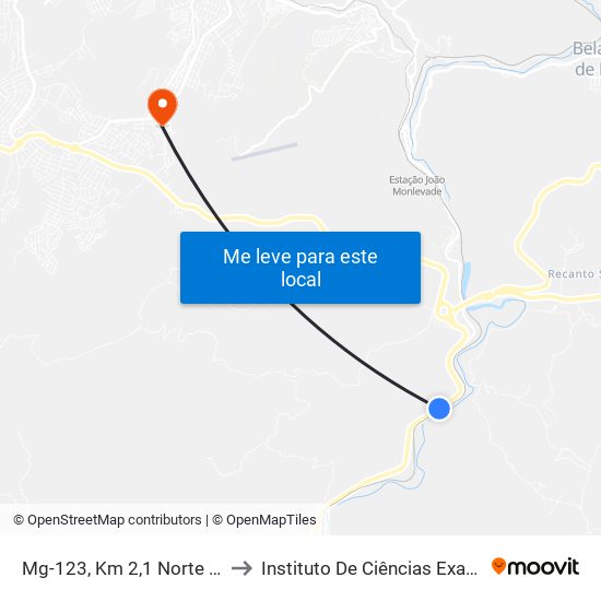 Mg-123, Km 2,1 Norte | Aterro Sanitário De João Monlevade to Instituto De Ciências Exatas E Aplicadas (Icea) - Ufop Campus Jm map