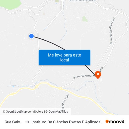 Rua Gaivota, 547 to Instituto De Ciências Exatas E Aplicadas (Icea) - Ufop Campus Jm map