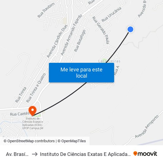 Av. Brasília, 2501 to Instituto De Ciências Exatas E Aplicadas (Icea) - Ufop Campus Jm map