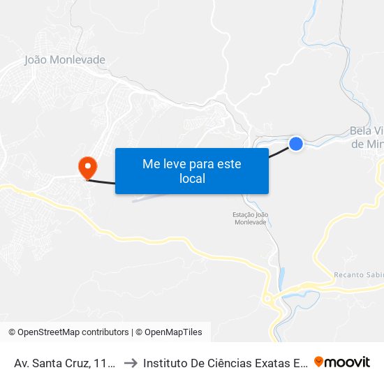 Av. Santa Cruz, 1100 | Depósito De Carvão to Instituto De Ciências Exatas E Aplicadas (Icea) - Ufop Campus Jm map