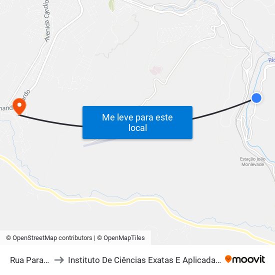 Rua Paraúna, 649 to Instituto De Ciências Exatas E Aplicadas (Icea) - Ufop Campus Jm map