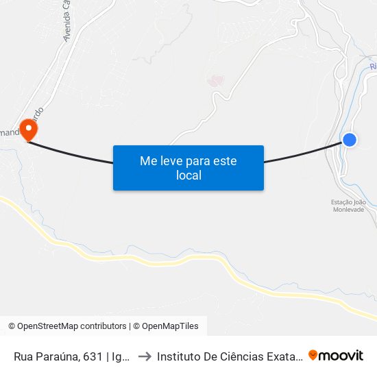 Rua Paraúna, 631 | Igreja Matriz De São José Operário to Instituto De Ciências Exatas E Aplicadas (Icea) - Ufop Campus Jm map