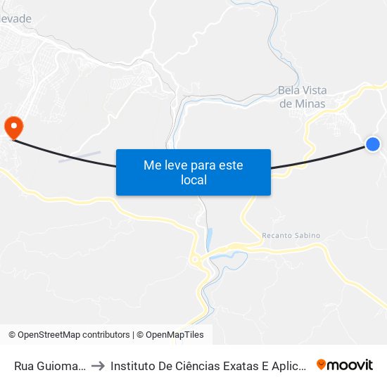 Rua Guiomar Quaresma to Instituto De Ciências Exatas E Aplicadas (Icea) - Ufop Campus Jm map