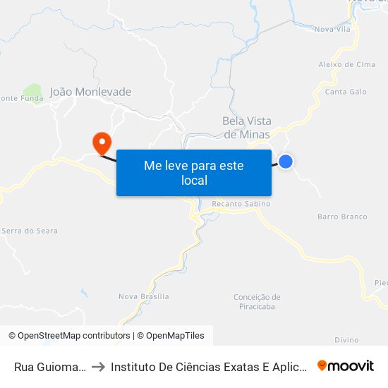 Rua Guiomar Quaresma to Instituto De Ciências Exatas E Aplicadas (Icea) - Ufop Campus Jm map