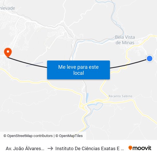 Av. João Álvares Martins Guerra, 660 to Instituto De Ciências Exatas E Aplicadas (Icea) - Ufop Campus Jm map