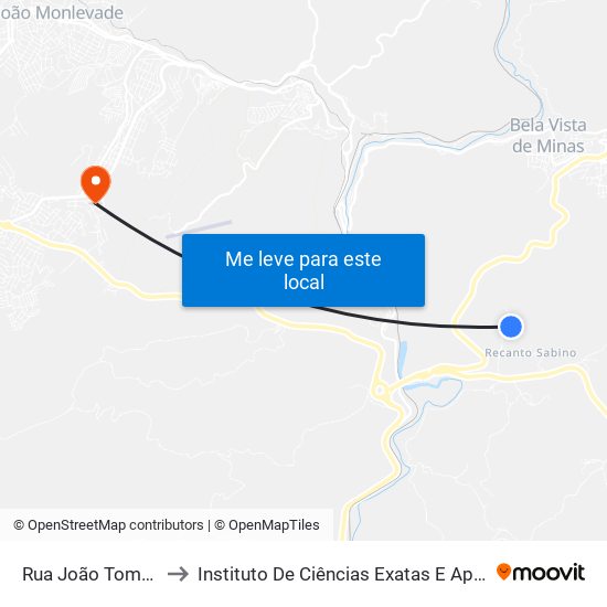 Rua João Tomaz De Aquino, 30 to Instituto De Ciências Exatas E Aplicadas (Icea) - Ufop Campus Jm map