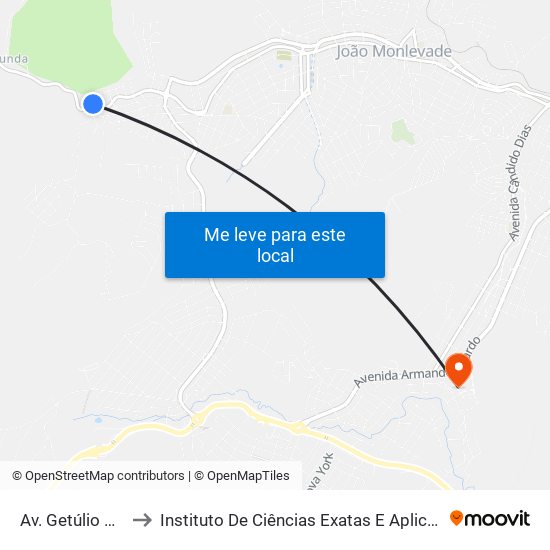 Av. Getúlio Vargas, 7898 to Instituto De Ciências Exatas E Aplicadas (Icea) - Ufop Campus Jm map