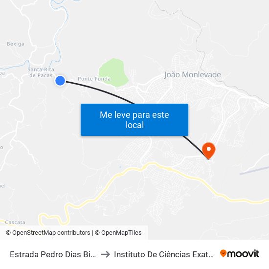 Estrada Pedro Dias Bicalho Filho, 2700 | Sítio Do Moinho to Instituto De Ciências Exatas E Aplicadas (Icea) - Ufop Campus Jm map