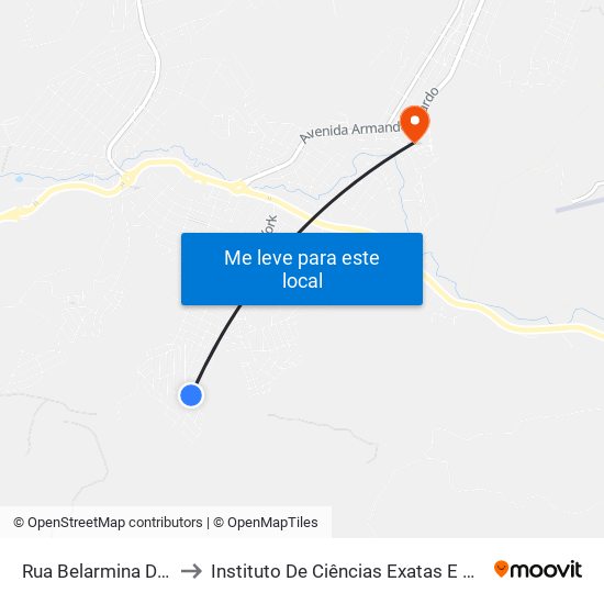 Rua Belarmina De Souza Moura, 316 to Instituto De Ciências Exatas E Aplicadas (Icea) - Ufop Campus Jm map
