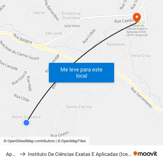 Apagar to Instituto De Ciências Exatas E Aplicadas (Icea) - Ufop Campus Jm map