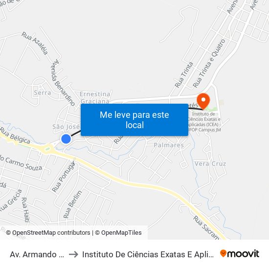 Av. Armando Fajardo, 4721 to Instituto De Ciências Exatas E Aplicadas (Icea) - Ufop Campus Jm map