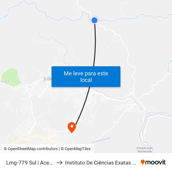 Lmg-779 Sul | Acesso À Cachoeira Taquaril to Instituto De Ciências Exatas E Aplicadas (Icea) - Ufop Campus Jm map