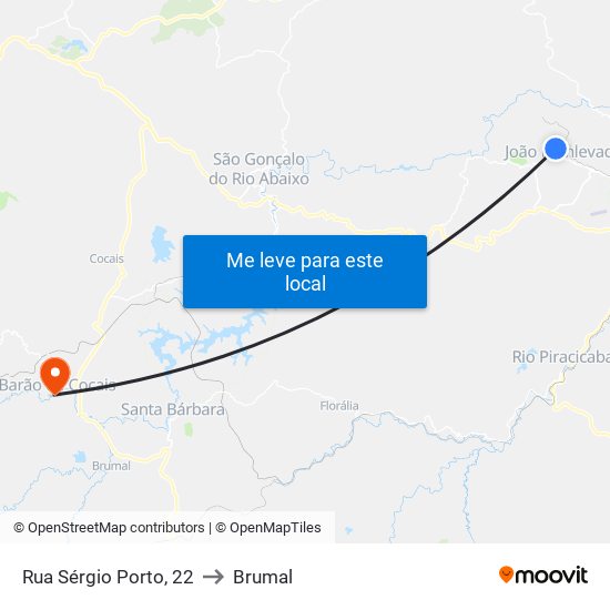 Rua Sérgio Porto, 22 to Brumal map