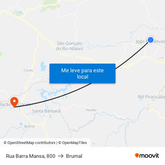 Rua Barra Mansa, 800 to Brumal map