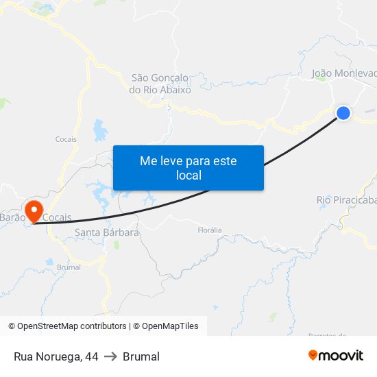 Rua Noruega, 44 to Brumal map