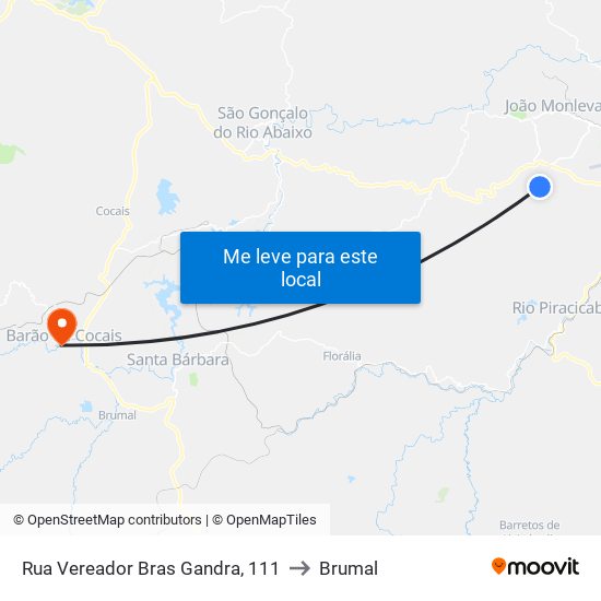 Rua Vereador Bras Gandra, 111 to Brumal map