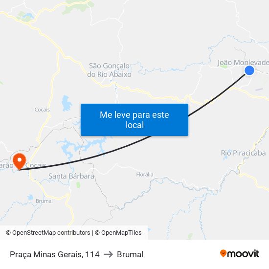 Praça Minas Gerais, 114 to Brumal map