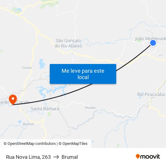 Rua Nova Lima, 263 to Brumal map