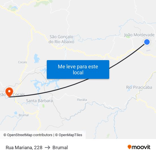 Rua Mariana, 228 to Brumal map