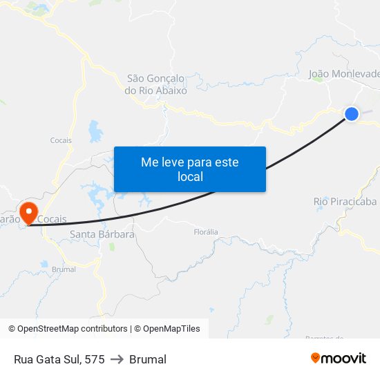 Rua Gata Sul, 575 to Brumal map