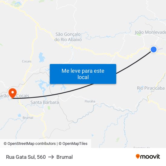 Rua Gata Sul, 560 to Brumal map