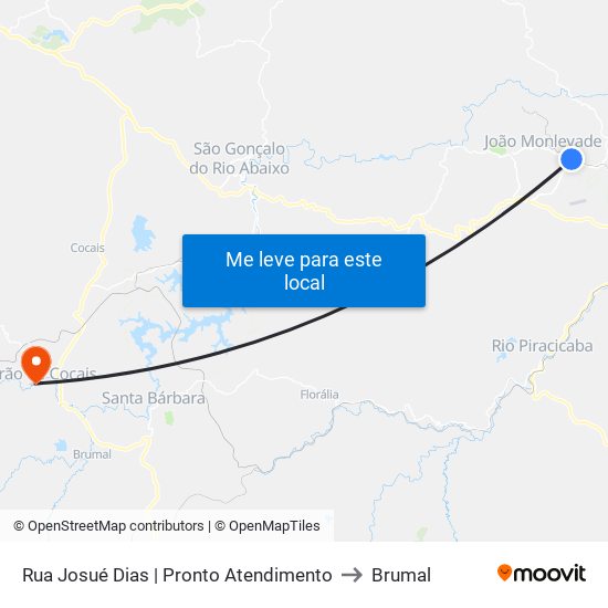 Rua Josué Dias | Pronto Atendimento to Brumal map