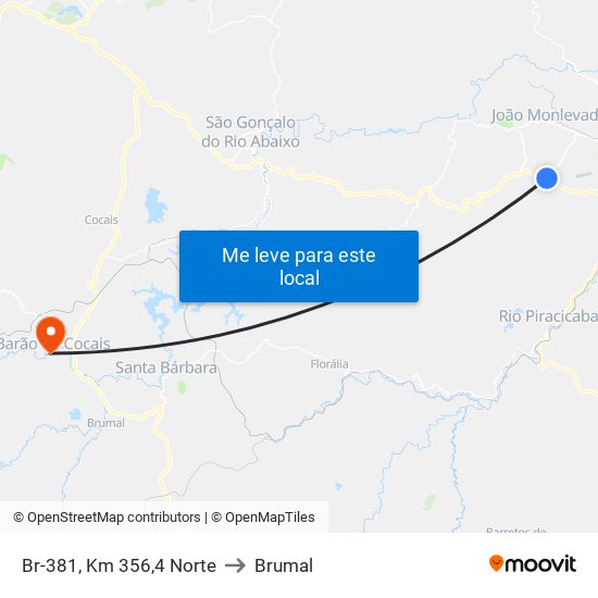 Br-381, Km 356,4 Norte to Brumal map