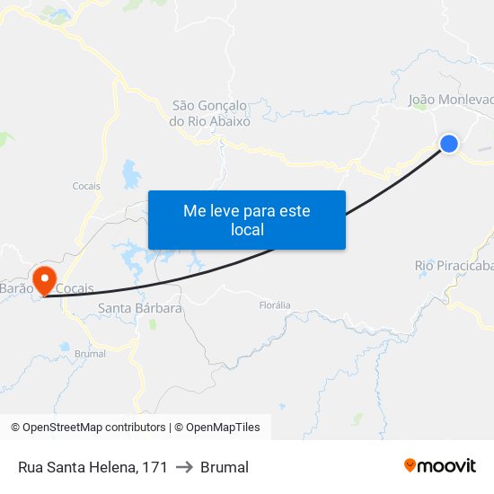 Rua Santa Helena, 171 to Brumal map