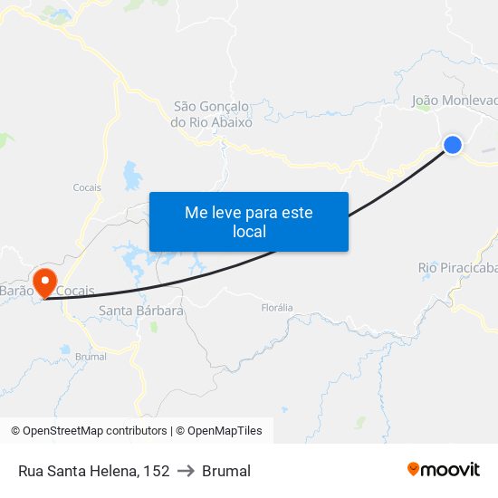 Rua Santa Helena, 152 to Brumal map