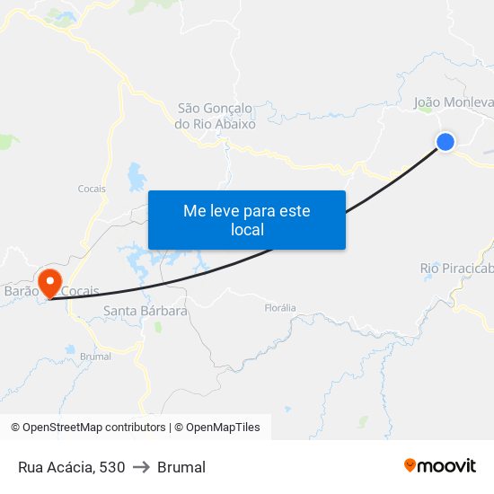 Rua Acácia, 530 to Brumal map