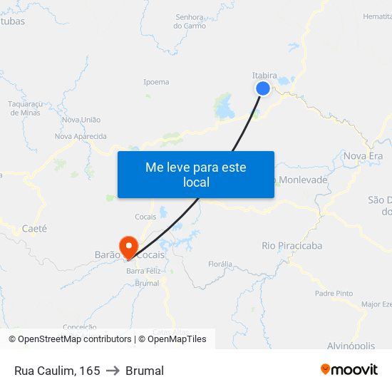 Rua Caulim, 165 to Brumal map