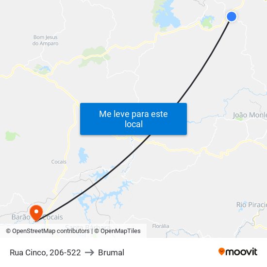 Rua Cinco, 206-522 to Brumal map