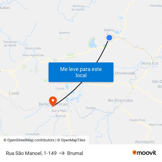 Rua São Manoel, 1-149 to Brumal map
