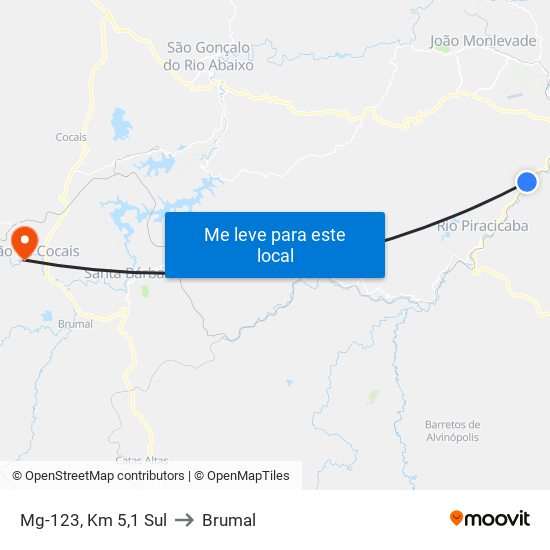 Mg-123, Km 5,1 Sul to Brumal map