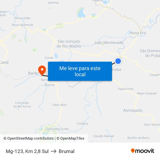 Mg-123, Km 2,8 Sul to Brumal map