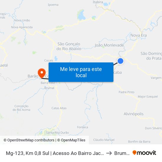 Mg-123, Km 0,8 Sul | Acesso Ao Bairro Jacuí to Brumal map