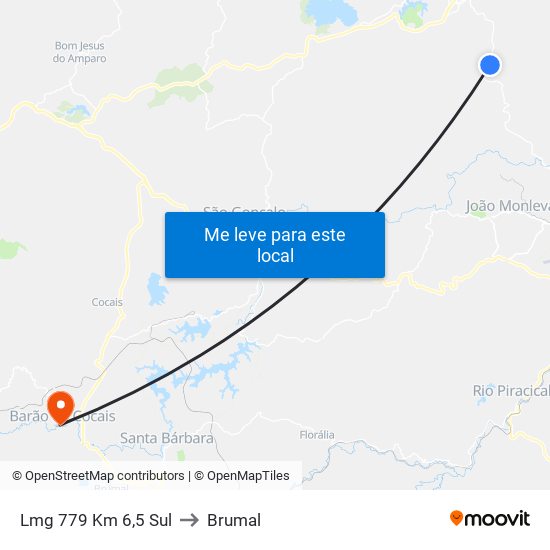 Lmg 779 Km 6,5 Sul to Brumal map