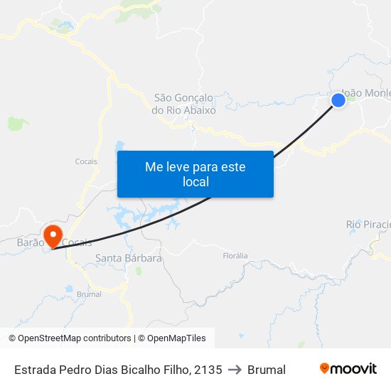 Estrada Pedro Dias Bicalho Filho, 2135 to Brumal map