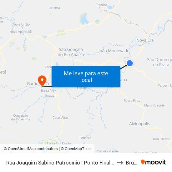 Rua Joaquim Sabino Patrocínio | Ponto Final Da Serra Do Egito to Brumal map